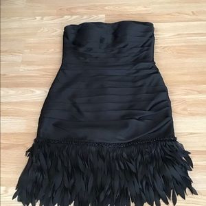 JS Collection Sexy and Elegant Pleated  Strapless Black Dress